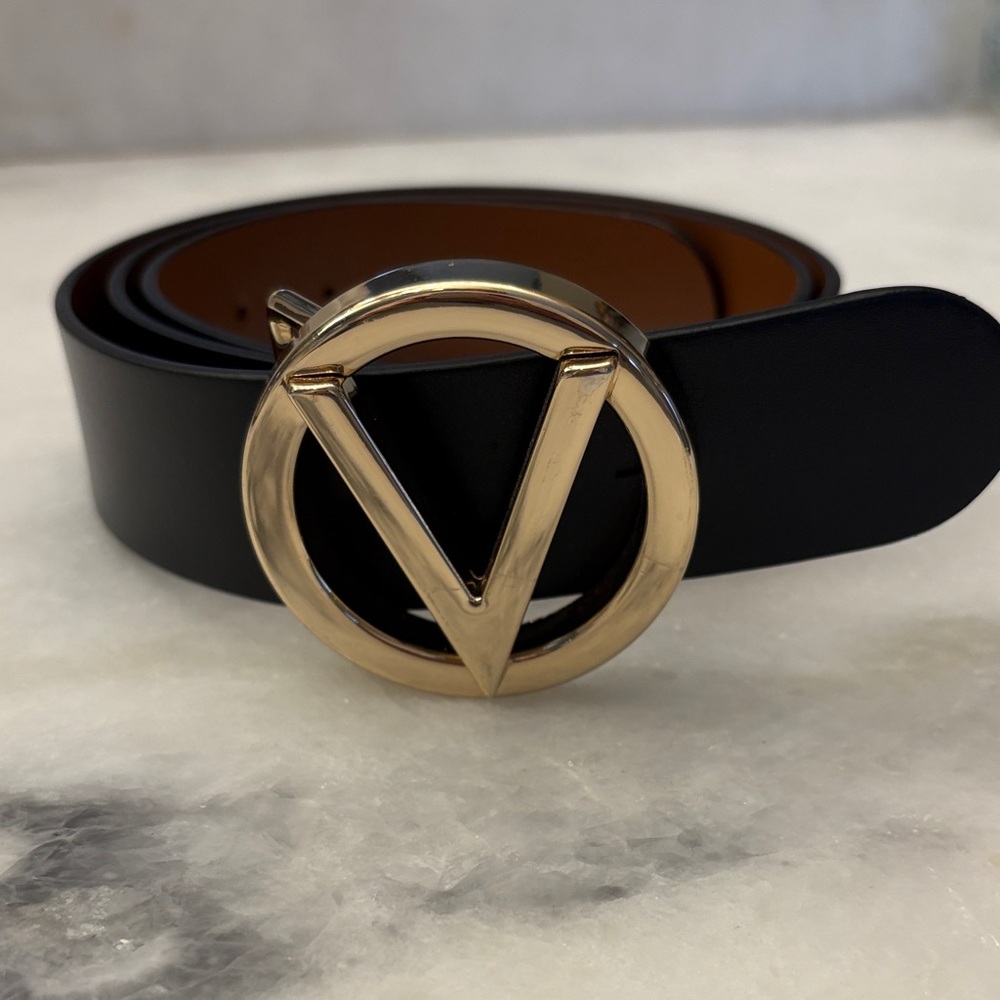 Valentino Milano Black Leather Belt- Medium
